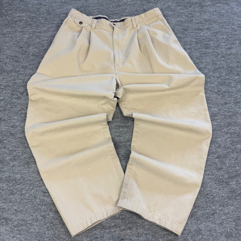 Dockers Khakis Mens 34x30 Tan Pleated Cotton Twill Pants 40425-8109 Classic Fit